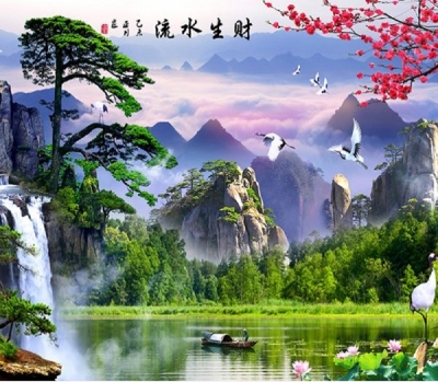 gạch tranh sơn thủy 3d