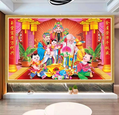 Gạch tranh 3d ốp tường phúc lộc thọ - XC42