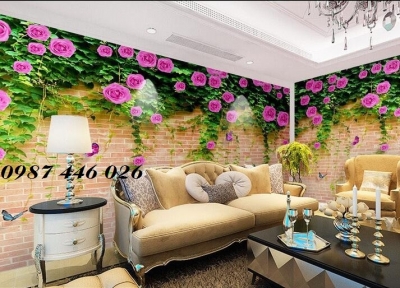 Tranh gach men giàn hoa hồng leo HP9723