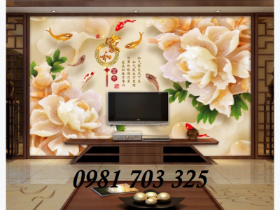 tranh hoa mẫu đơn- tranh gạch sứ ngọc 3D