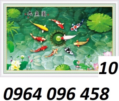 Tranh gạch 3d cửu ngư quần hội - 7998CB