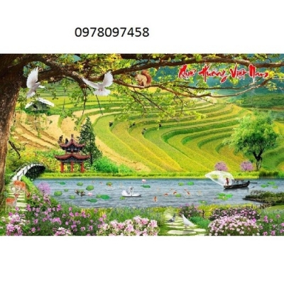 Tranh gạch men phong cảnh ruộng bậc thang