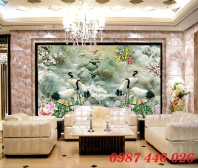 Gạch tranh chim hạc HP837292