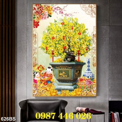 Tranh gạch men hoa mai vàng HP0762
