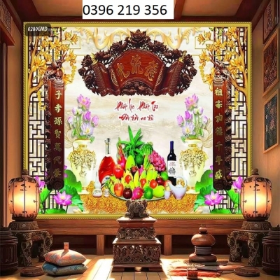 Tranh gạch men 3d phong thủy Phòng Thờ