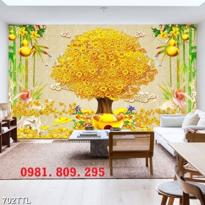 Gạch phong thủy , tranh gạch cây kim tiền
