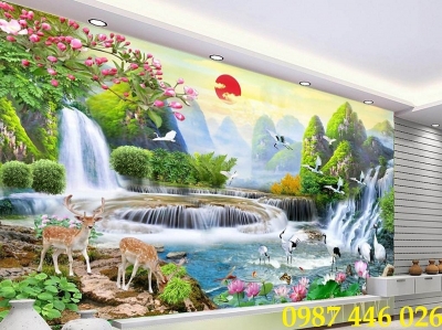 Gạch 3d tranh thác nước ốp tường