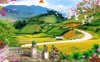 Tranh phong cảnh- gạch tranh 3D