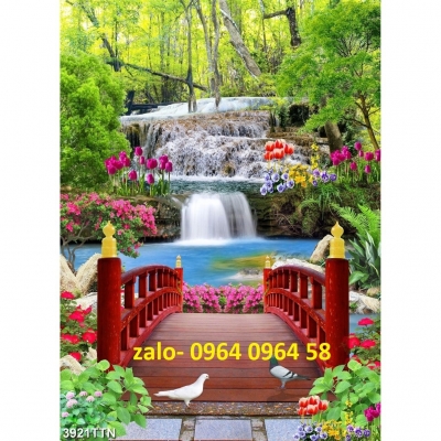 Tranh gạch 3d phong cảnh ốp tường khổ đứng - 875CVX