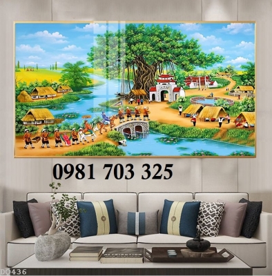 Tranh gạch men phong cảnh đồng quê 3D