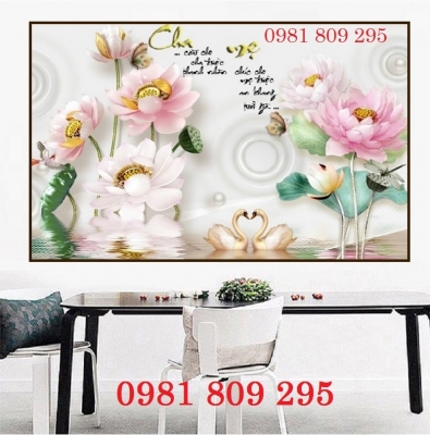 Mẫu gạch tranh ốp tường phòng khách 3d HDN848