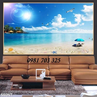 gạch tranh phong cảnh, tranh 3D bãi biển