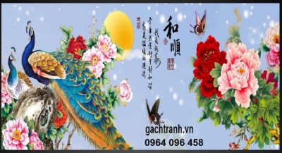 tranh gạch men 3d chim công - FĐ32