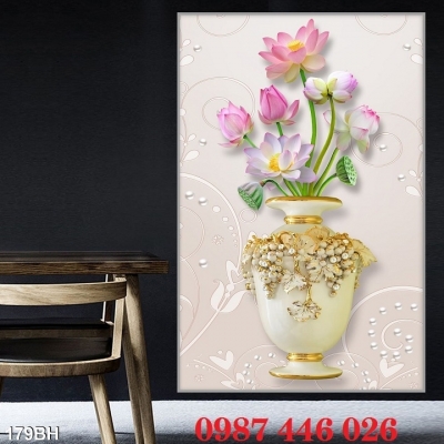 Gạch tranh bình hoa 3d trang trí đẹp HP833