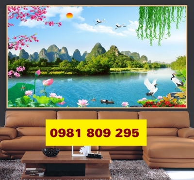 Mẫu tranh gạch 3d thác nước