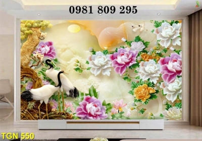 Tranh 3d , gạch trang trí , gạch ốp tường hoa mẫu đơn