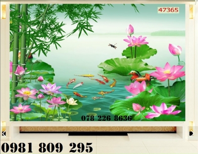 Tranh hoa sen ốp tường - gạch 3d
