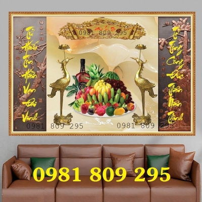 Gạch tranh phòng thờ 3d chữ phúc