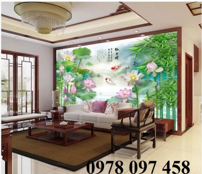 Tranh hoa sen 3D- tranh ốp tường