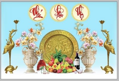 Tranh dán phòng thờ - tranh câu đối