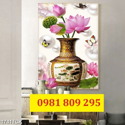 Gạch tranh , tranh cao cấp 3d bình hoa
