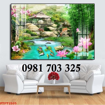 Tranh gạch phong cảnh thác nước dán tường