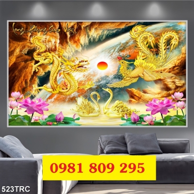 Tranh gạch men rồng phượng HP23365