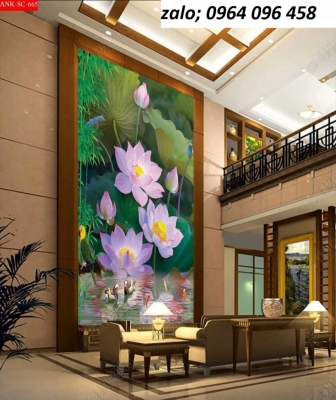 Tranh gạch 3d hoa sen - gạch tranh 3d hoa sen - DC64
