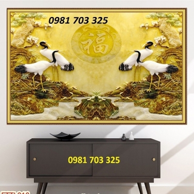 Tranh gạch chim hạc 3D đẹp trang trí