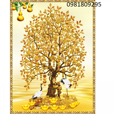 tranh cây kim tiền - gạch tranh 3d