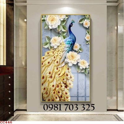 Tranh  gạch chim công 3D trang trí