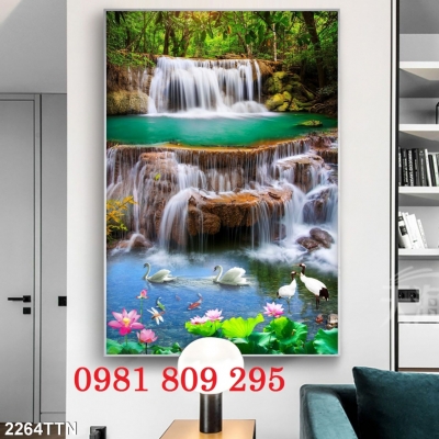 Tranh gạch sơn thủy 3d khổ đứng F456