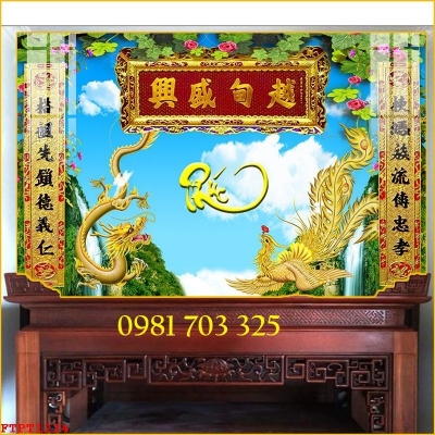 Gạch tranh đẹp 3D trang trí phòng thờ