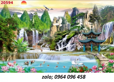 Tranh phong cảnh đồng quê - tranh gạch 3d - 0533XV