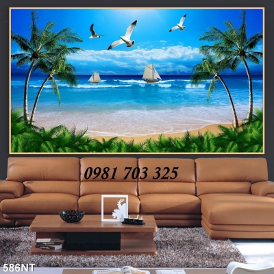 gạch tranh phong cảnh, tranh 3D bãi biển