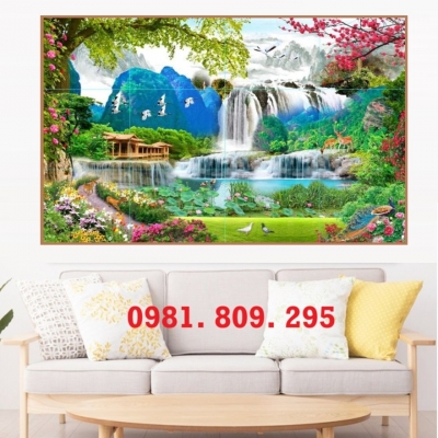 Gạch 3d tranh thiên nhiên , gạch tranh thác nước