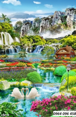 Tranh gạch 3d ốp tường khổ dọc - TNB43