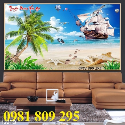 Mẫu tranh gạch 3d thuyền buồm