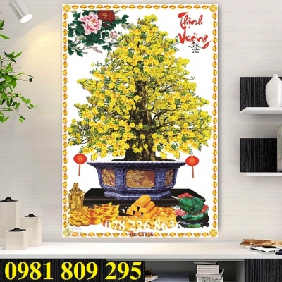 Gạch tranh - cây mai vàng 3d
