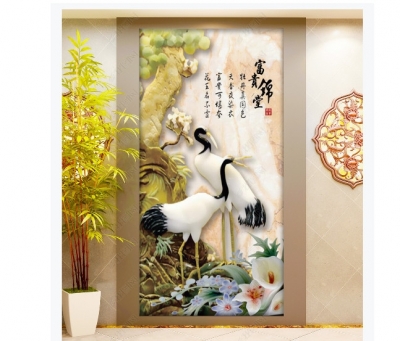 Gạch tranh đẹp tùng hạc trang trí 3D