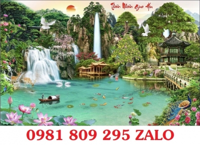 Gạch tranh , tranh ốp tường phong cảnh mặt trời