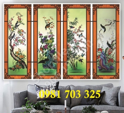Gạch tranh 3d tứ quý sang trọng
