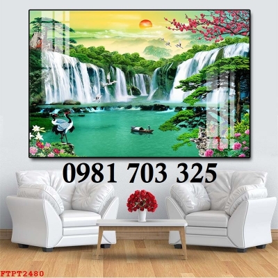 Gạch tranh 3D phong cảnh sơn thủy hữu tình