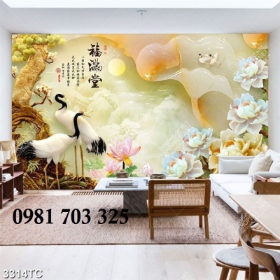 Tranh gạch tùng hạc, tranh 3D phong thủy đẹp