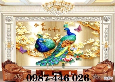 Tranh gạch men chim công HP0