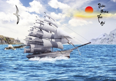 Gạch tranh 3D - thuận buồm xuôi gió