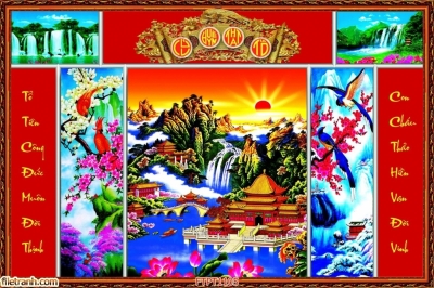 Tranh 3D- Tranh gạch phòng thờ