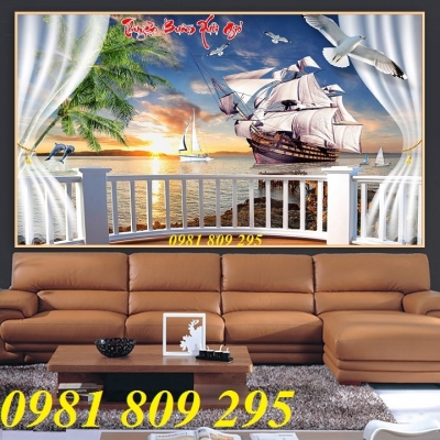 Gạch 3d thuyền buồm khổ đứng