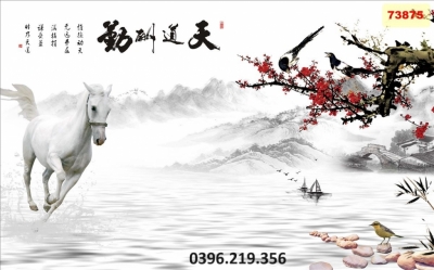 Tranh gạch hoa đào 3D trang trí đẹp