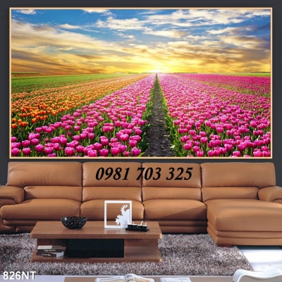 tranh 3D phong cảnh vườn hoa trang trí